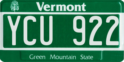 VT license plate YCU922