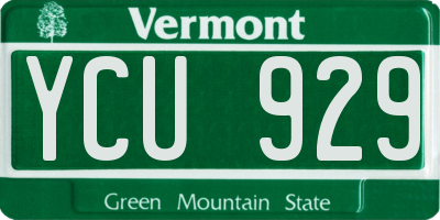 VT license plate YCU929