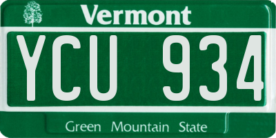 VT license plate YCU934