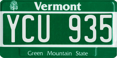 VT license plate YCU935