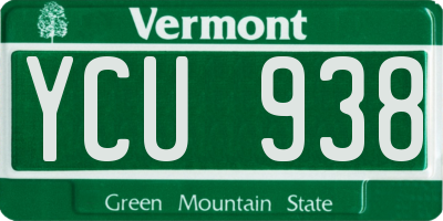 VT license plate YCU938