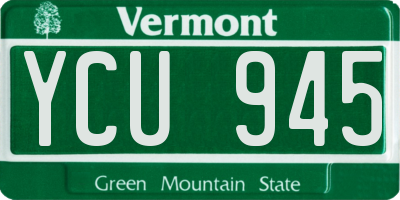 VT license plate YCU945