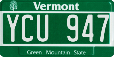 VT license plate YCU947