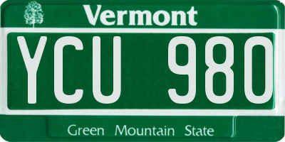 VT license plate YCU980