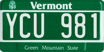 VT license plate YCU981