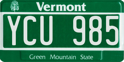 VT license plate YCU985