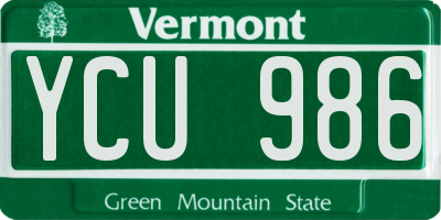 VT license plate YCU986