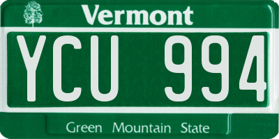 VT license plate YCU994