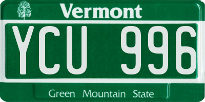 VT license plate YCU996
