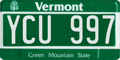 VT license plate YCU997