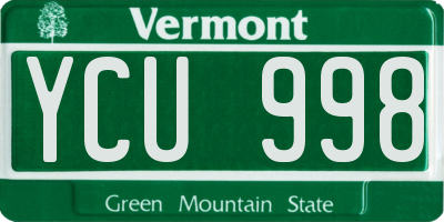 VT license plate YCU998