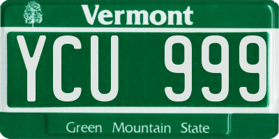 VT license plate YCU999
