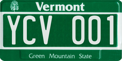 VT license plate YCV001
