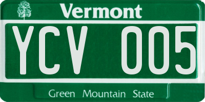 VT license plate YCV005