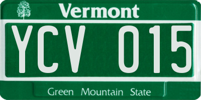 VT license plate YCV015