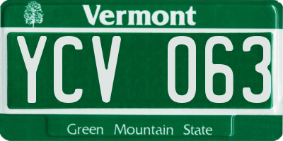 VT license plate YCV063