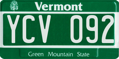 VT license plate YCV092