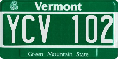 VT license plate YCV102
