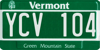 VT license plate YCV104