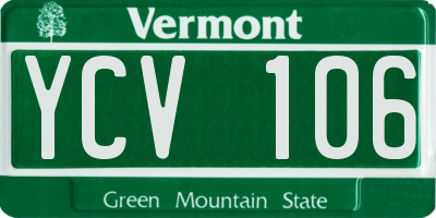 VT license plate YCV106