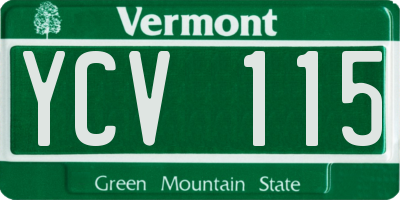 VT license plate YCV115