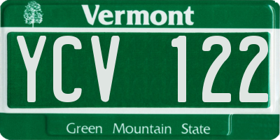 VT license plate YCV122