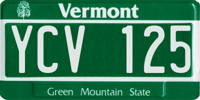 VT license plate YCV125