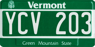 VT license plate YCV203