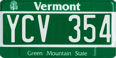 VT license plate YCV354