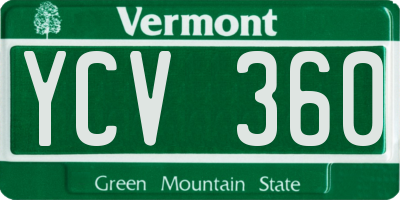 VT license plate YCV360