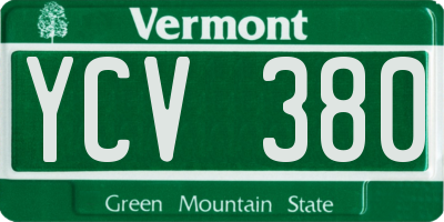 VT license plate YCV380