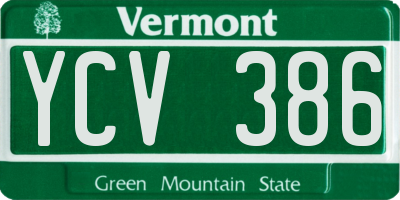 VT license plate YCV386