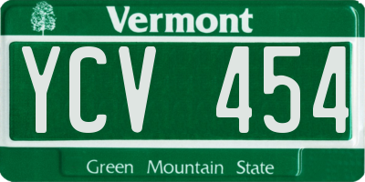 VT license plate YCV454