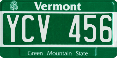 VT license plate YCV456