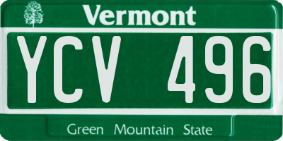 VT license plate YCV496
