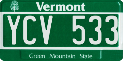 VT license plate YCV533