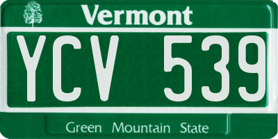 VT license plate YCV539