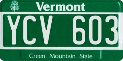 VT license plate YCV603