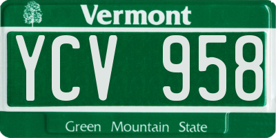 VT license plate YCV958