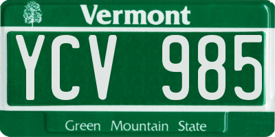 VT license plate YCV985