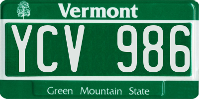 VT license plate YCV986