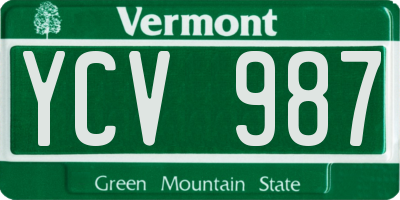 VT license plate YCV987