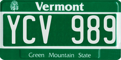 VT license plate YCV989