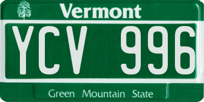 VT license plate YCV996
