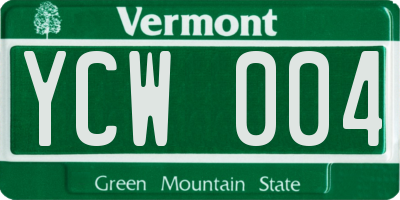 VT license plate YCW004