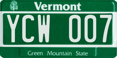 VT license plate YCW007