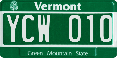VT license plate YCW010