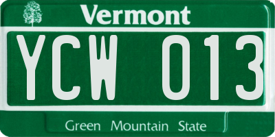 VT license plate YCW013