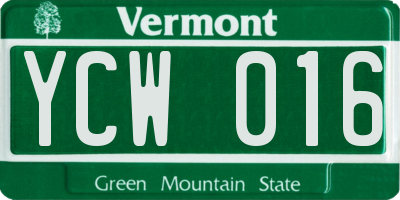 VT license plate YCW016