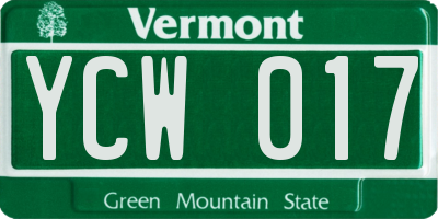 VT license plate YCW017